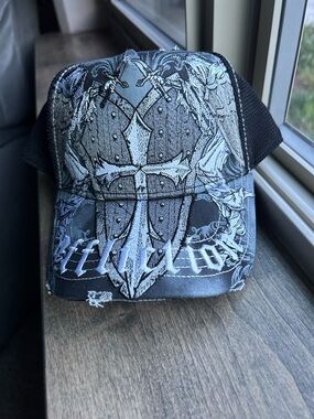 Affliction Black and Silver Cross Trucker Cap